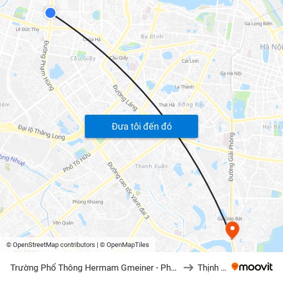 Trường Phổ Thông Hermam Gmeiner - Phạm Văn Đồng to Thịnh Liệt map