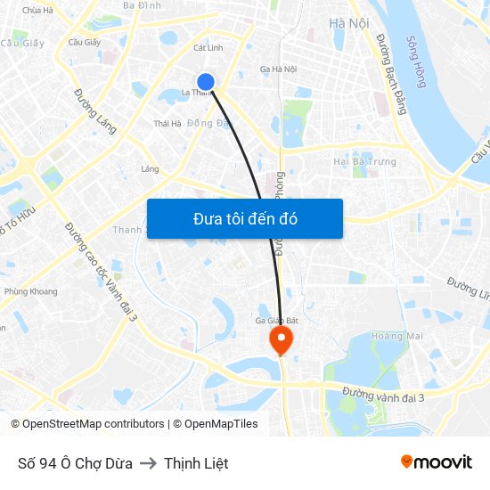 Số 94 Ô Chợ Dừa to Thịnh Liệt map