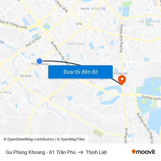 Ga Phùng Khoang - 81 Trần Phú to Thịnh Liệt map