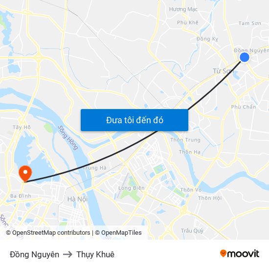 Đồng Nguyên to Thụy Khuê map