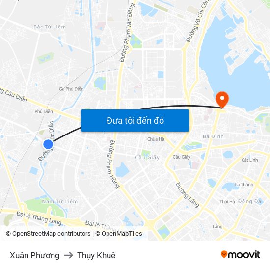 Xuân Phương to Thụy Khuê map