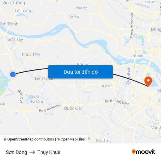 Sơn Đông to Thụy Khuê map