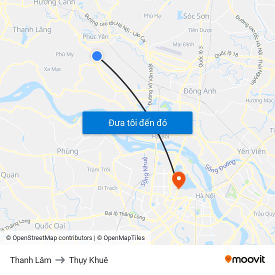 Thanh Lâm to Thụy Khuê map