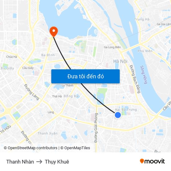 Thanh Nhàn to Thụy Khuê map
