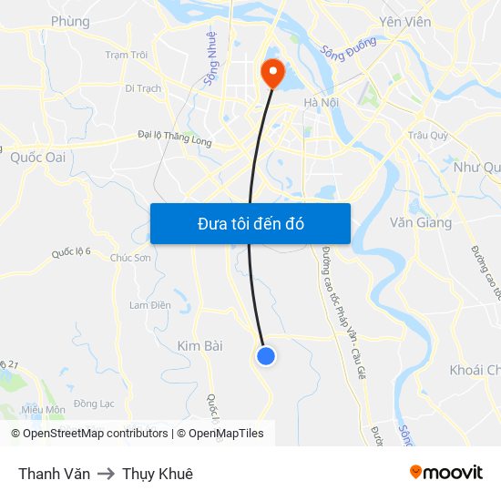 Thanh Văn to Thụy Khuê map