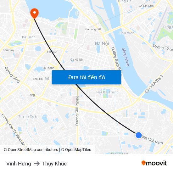 Vĩnh Hưng to Thụy Khuê map