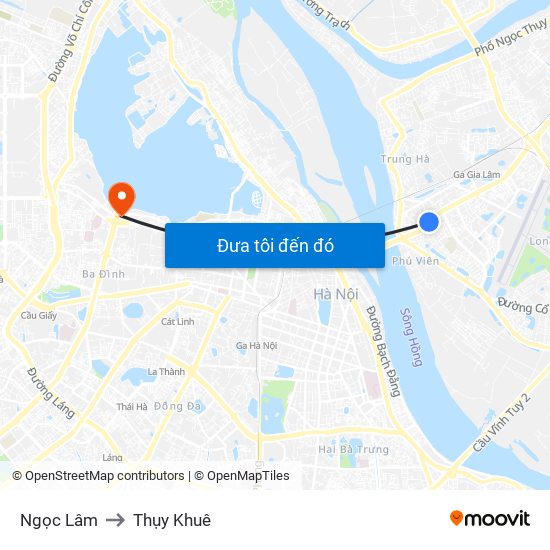 Ngọc Lâm to Thụy Khuê map