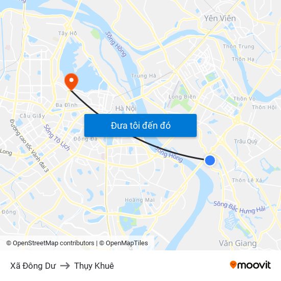 Xã Đông Dư to Thụy Khuê map