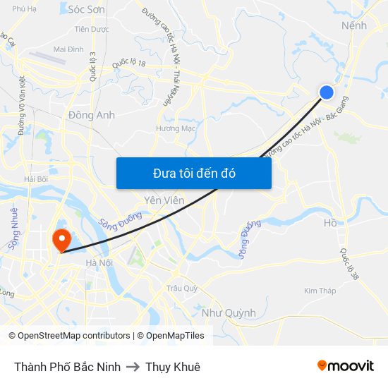 Thành Phố Bắc Ninh to Thụy Khuê map