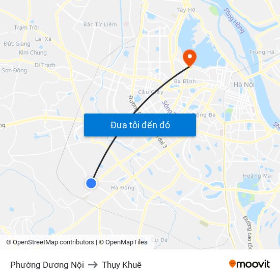 Phường Dương Nội to Thụy Khuê map