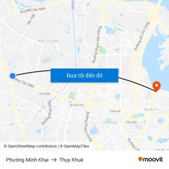 Phường Minh Khai to Thụy Khuê map