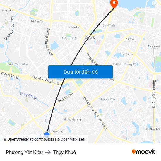 Phường Yết Kiêu to Thụy Khuê map