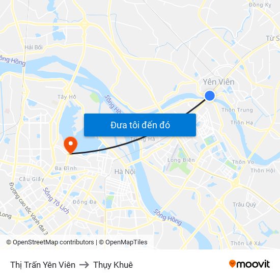 Thị Trấn Yên Viên to Thụy Khuê map