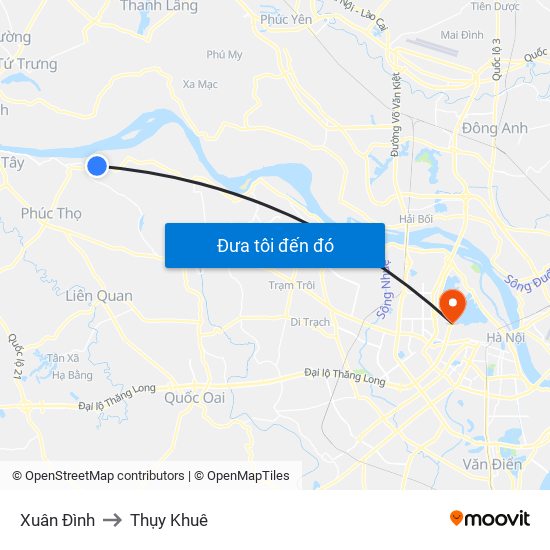 Xuân Đình to Thụy Khuê map