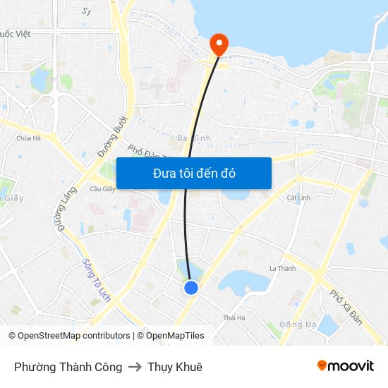 Phường Thành Công to Thụy Khuê map