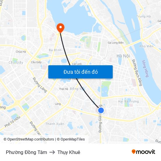 Phường Đồng Tâm to Thụy Khuê map