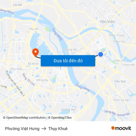 Phường Việt Hưng to Thụy Khuê map