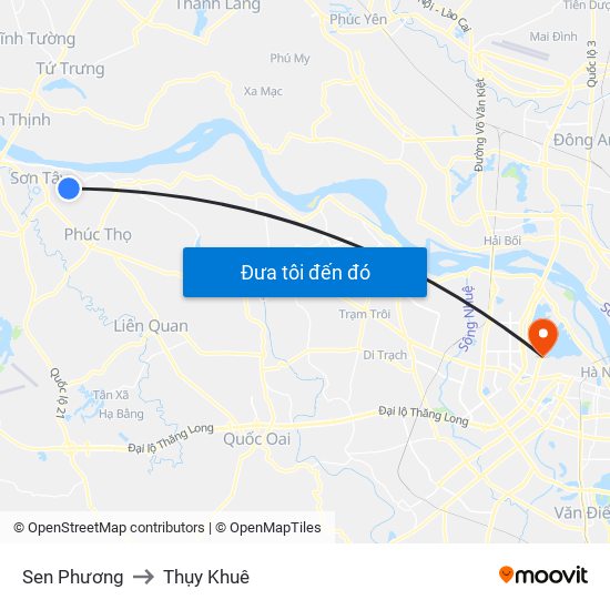 Sen Phương to Thụy Khuê map