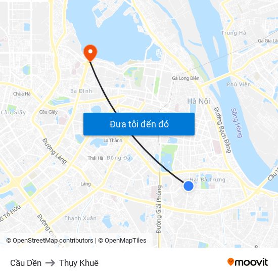 Cầu Dền to Thụy Khuê map