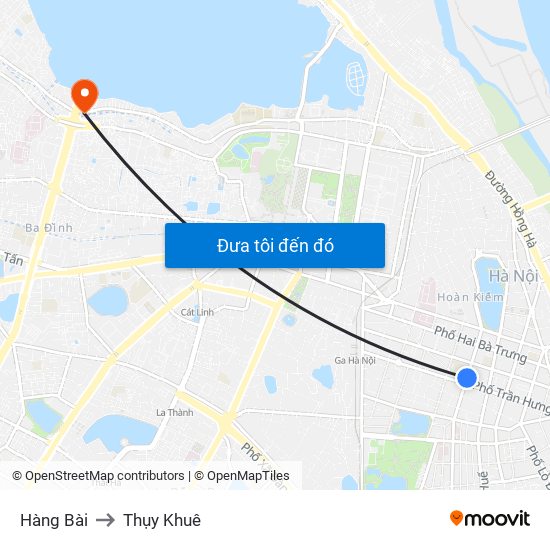 Hàng Bài to Thụy Khuê map
