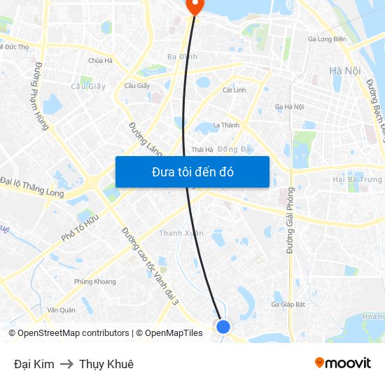 Đại Kim to Thụy Khuê map