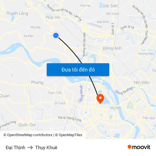 Đại Thịnh to Thụy Khuê map