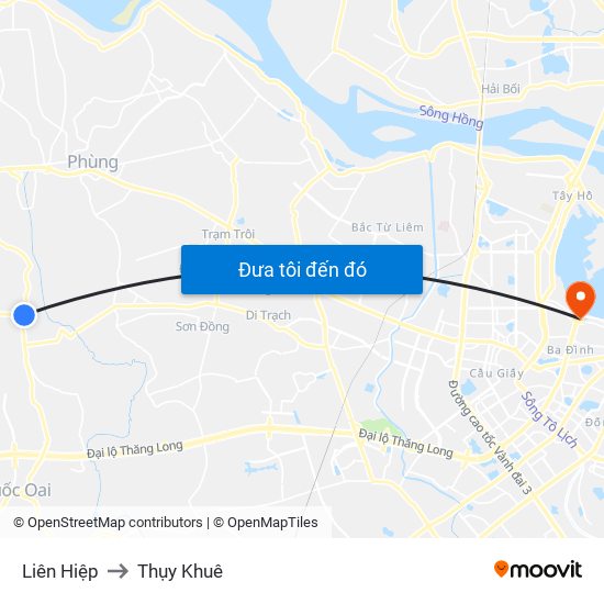 Liên Hiệp to Thụy Khuê map