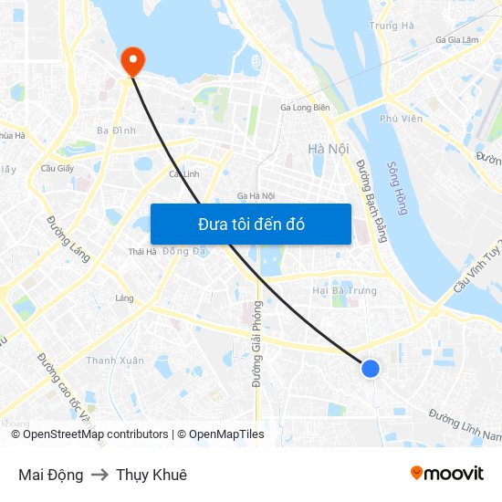 Mai Động to Thụy Khuê map