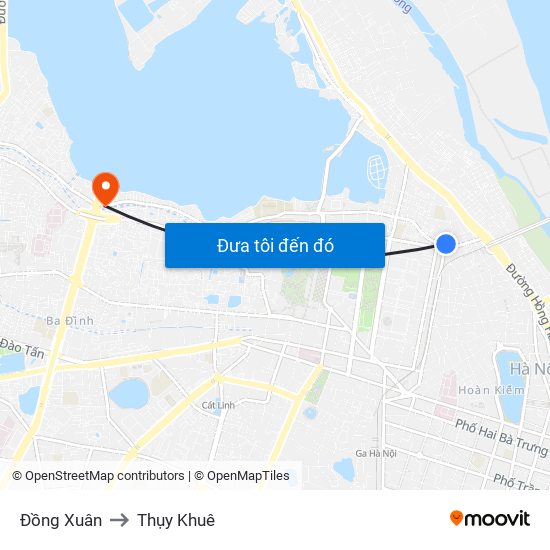 Đồng Xuân to Thụy Khuê map