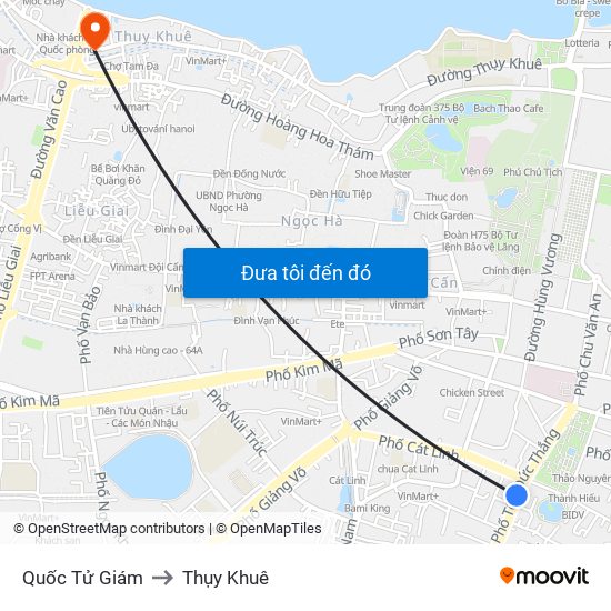 Quốc Tử Giám to Thụy Khuê map