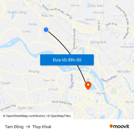 Tam Đồng to Thụy Khuê map