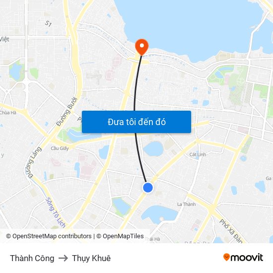 Thành Công to Thụy Khuê map