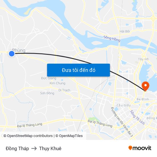 Đồng Tháp to Thụy Khuê map