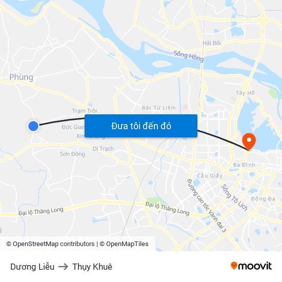 Dương Liễu to Thụy Khuê map