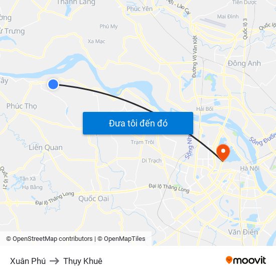 Xuân Phú to Thụy Khuê map