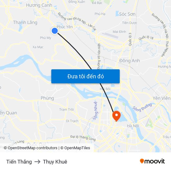 Tiến Thắng to Thụy Khuê map