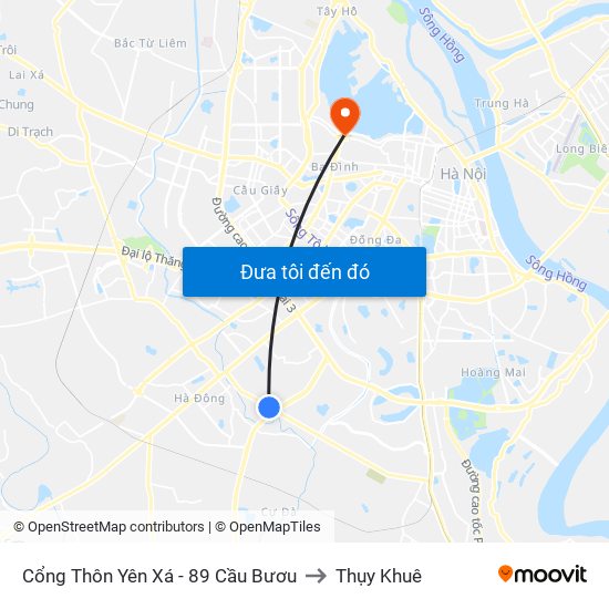 Cổng Thôn Yên Xá - 89 Cầu Bươu to Thụy Khuê map