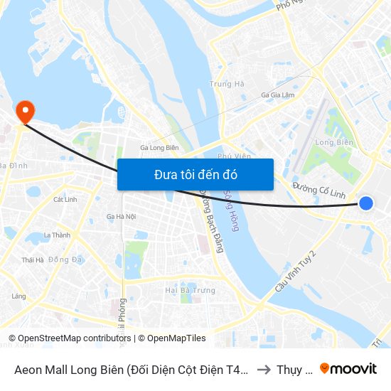 Aeon Mall Long Biên (Đối Diện Cột Điện T4a/2a-B Đường Cổ Linh) to Thụy Khuê map