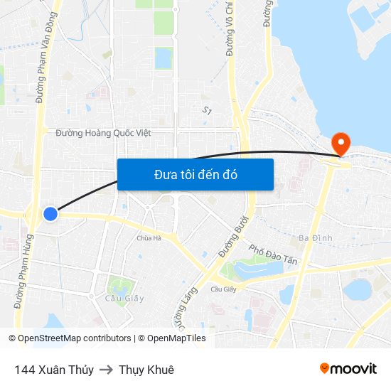 144 Xuân Thủy to Thụy Khuê map