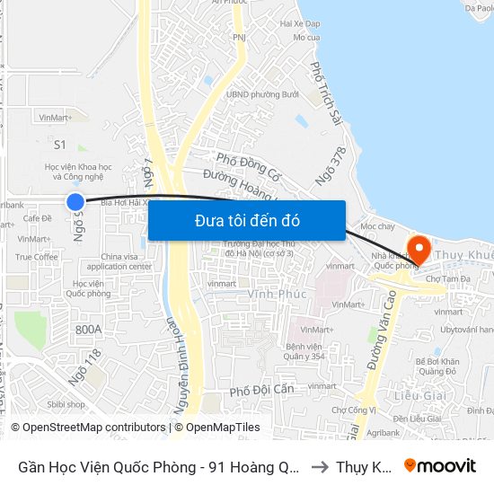 Gần Học Viện Quốc Phòng - 91 Hoàng Quốc Việt to Thụy Khuê map