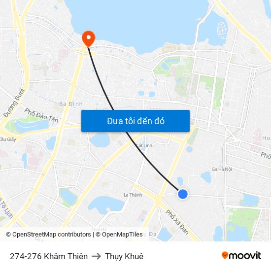 274-276 Khâm Thiên to Thụy Khuê map