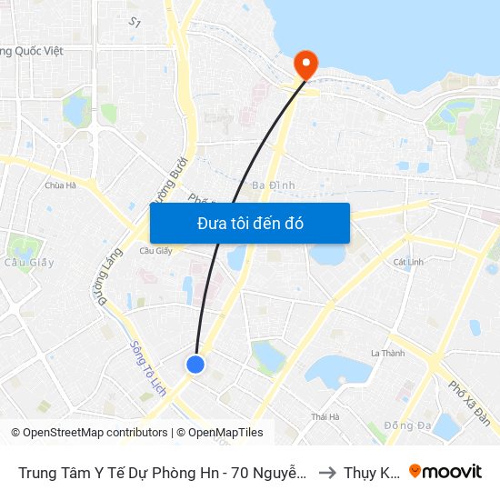 Trung Tâm Y Tế Dự Phòng Hn - 70 Nguyễn Chí Thanh to Thụy Khuê map