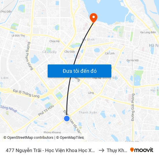 477 Nguyễn Trãi - Học Viện Khoa Học Xã Hội to Thụy Khuê map