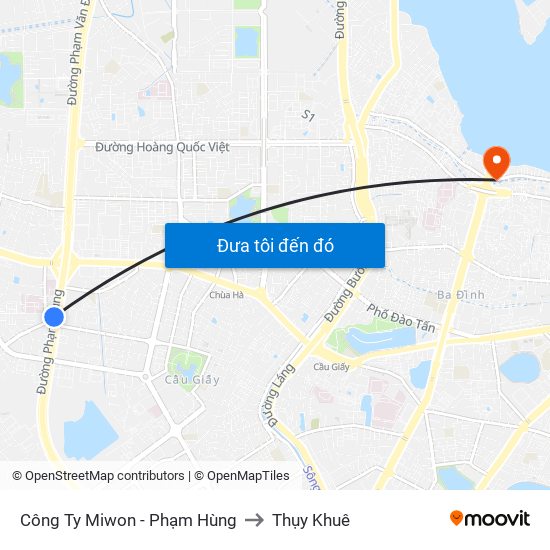 Công Ty Miwon - Phạm Hùng to Thụy Khuê map