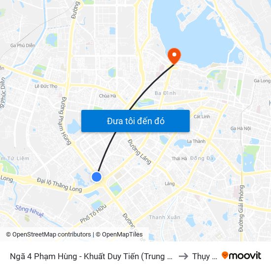 Ngã 4 Phạm Hùng - Khuất Duy Tiến (Trung Tâm Hội Nghị Quốc Gia) to Thụy Khuê map