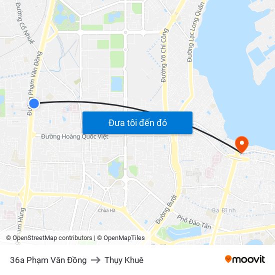 36a Phạm Văn Đồng to Thụy Khuê map