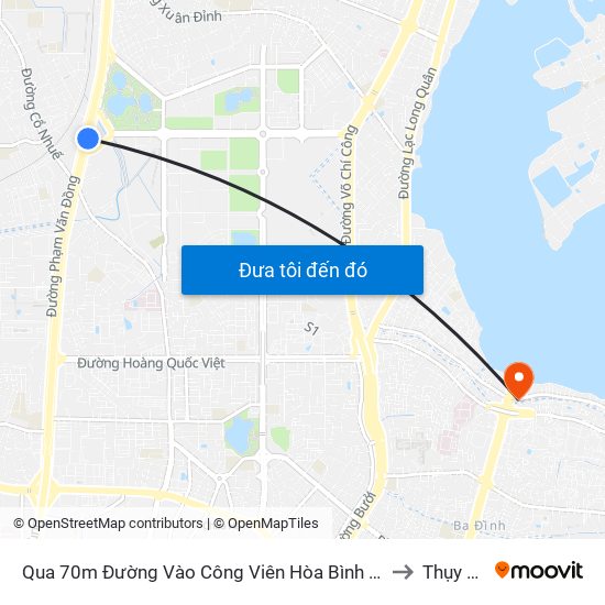 Qua 70m Đường Vào Công Viên Hòa Bình - Phạm Văn Đồng to Thụy Khuê map