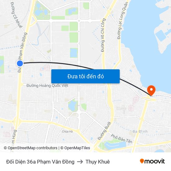 Đối Diện 36a Phạm Văn Đồng to Thụy Khuê map