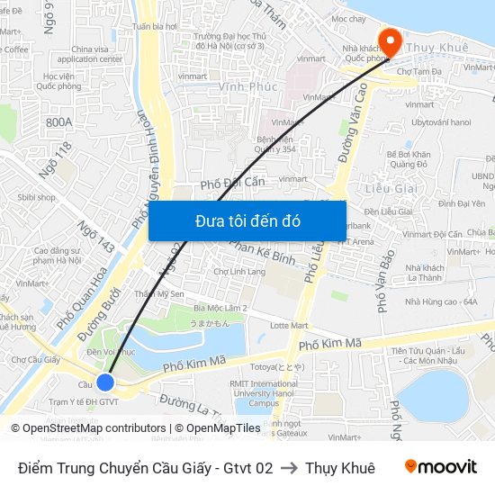 Điểm Trung Chuyển Cầu Giấy - Gtvt 02 to Thụy Khuê map