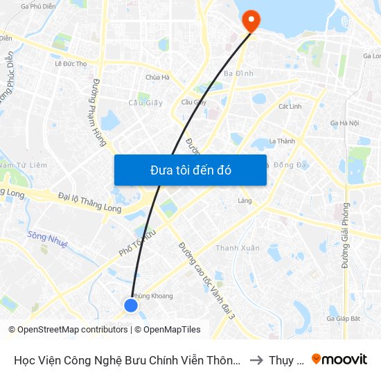 Học Viện Công Nghệ Bưu Chính Viễn Thông - Trần Phú (Hà Đông) to Thụy Khuê map